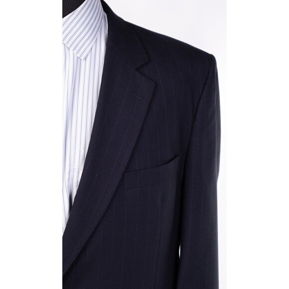 Jos A Bank 2 Button Blue Striped 100% Wool Sport Coat Jacket Blazer Sz 46r - Picture 5 of 13